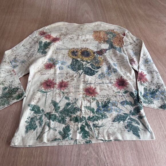 Studio Collection X-Large Floral Nature Graphic Top Long Sleeve 100% Cotton - Picture 2 of 4